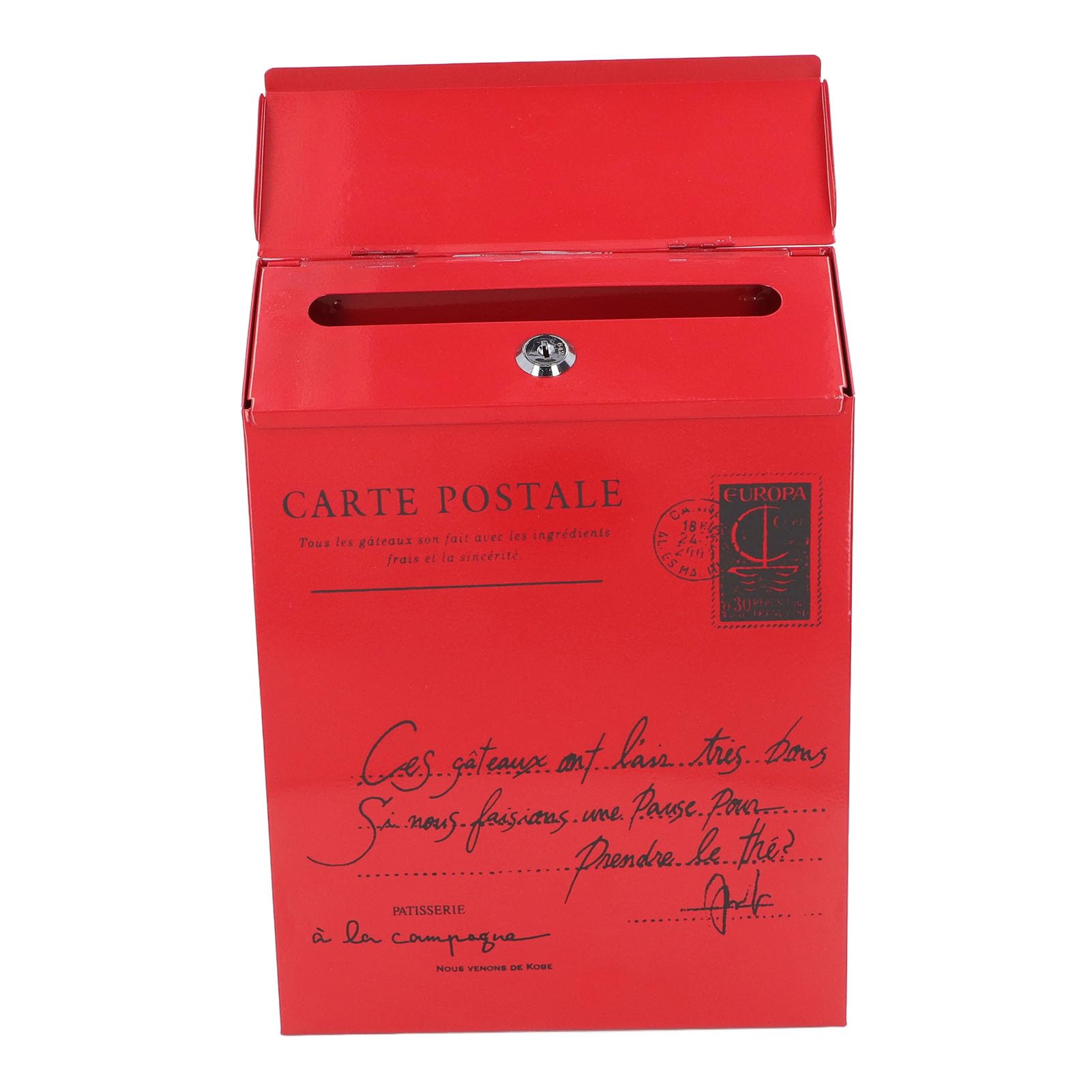 Cyrank Locking Mailboxes Wall Mounted Vertical, Large Capacity Mail Box Metal Post Box Security Drop Box Lockable Weather Proof Post Box Mail Boxes Outdoor with 2 Keys 3 Hooks for Home(Red)