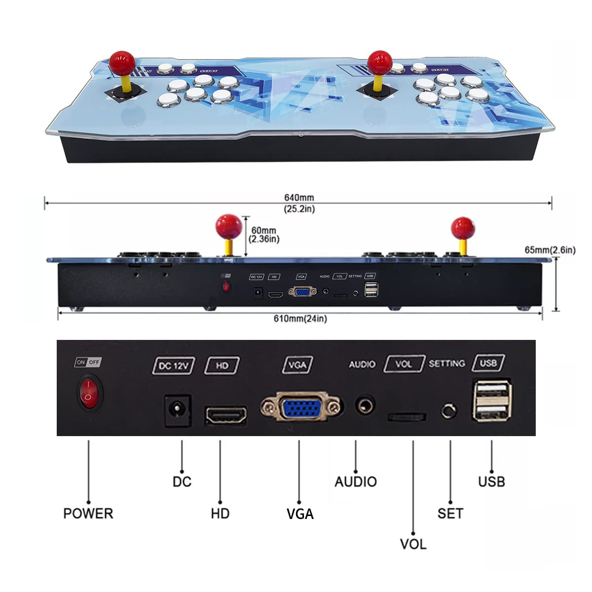 WYGAMING【Over 20000 Games in One】Pandora E-Sports Box Pro Arcade Game Console Home Plug and Play HDMI Video Game Machine for 4 Players Search/Save/Hide/Pause Games