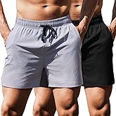 COOFANDY Men's Running Athletic Shorts 5 Inch 2 Pack Gym Workout Shorts Fitted Exercise Hiking Shorts with Zipper Pocket