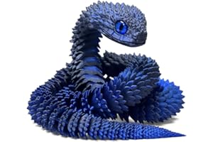 SGYYSG 3D Printed Snake - 21 Inch Movable Articulated Snake, Perfect 3D Printed Animals for Educational Toys! Must-Have Toys for Kids and Collectors, Home Office Executive Desk Decor (Black Blue)