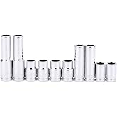 CASOMAN 10Piece Impact Socket Set, 1/4" &amp; 3/8" Drive, Deep &amp; Shallow, 10mm, Metric, Mirror Chrome Finish