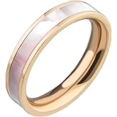 555Jewelry 4mm Mother of Pearl Abalone Shell Inlay Band Ring for Women & Ladies