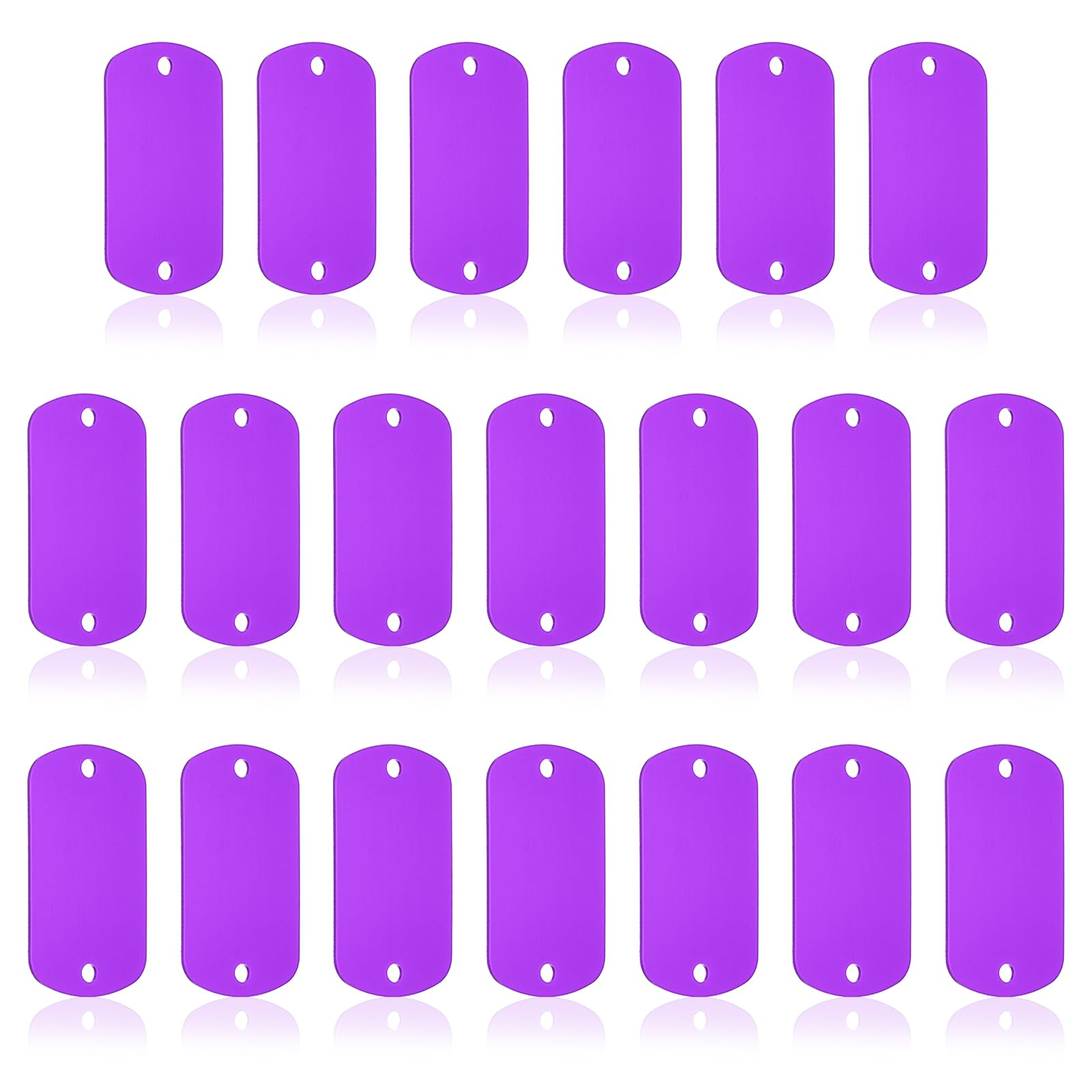 PATIKIL 20pcs Metal Stamping Blanks, Rectangle Stamping Tags Blanks Aluminum Plate DIY Name Tags 5x3cm Metal Engraving Blanks 2 Holes for Laser Engraving Stamping Craft Dog ID Tags, Purple