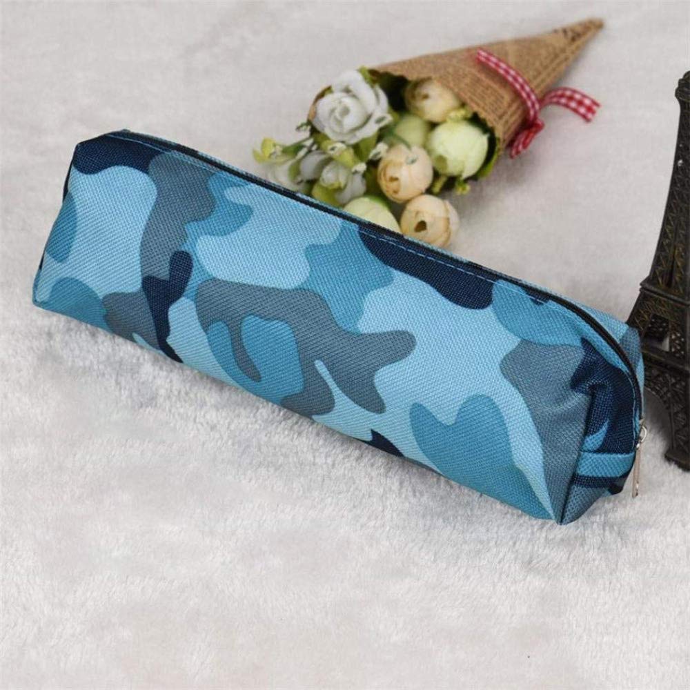 Camouflage Zip Pens Pencil Case Storage School Supplies Pouch Purse Mini Bag Trendy Pouch Holder Stationery (Camo blue)