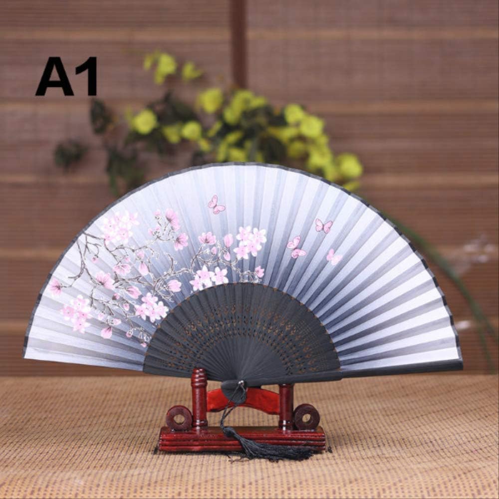TVKL Folding fan Silk Female Fan Chinese Japanese Style Folding Fan Home Decoration Ornaments 10 inches 01