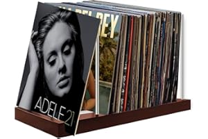 Cyfromt Now Playing Vinyl Record Stand Retro Holder Wood Gift Ideas Turntable Accessories Album LP Storage Display Modern Solid Rack Farmhouse Home Decor Organizer Holds up to 70 Albums Stand Storage