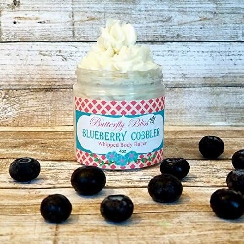 Bluberry Cobbler Whipped Body Butter, natural lotion, organic, 4oz jar, made with shea butter, mango butter, coconut oil, almond oil