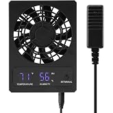 Reptile Ventilation Fan, Auto Temperature/Thermometer Control LED Digital Humidity Gauge, &deg;C/&deg;F Switchable Dehumidifier for Reptile Tank, Rainforest, Ecological Pet Rearing Box (Automatic Humidity)