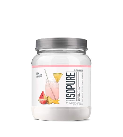 ISOPURE INFUSIONS, Refreshingly Light Fruit Flavored Whey Protein Isolate Powder, "Shake Vigorously & Infuses in a Minute", Tropical Punch, 16 Servings best protein powder ISOPURE INFUSIONS, Refreshingly Light Fruit Flavored Whey Protein Isolate Powder, "Shake Vigorously & Infuses in a Minute", Tropical Punch, 16 Servings best protein powder