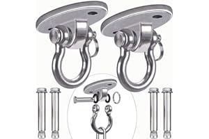 BeneLabel 2pcs Concrete Celing Hanger 180° Swivel Hammock Swing Hanging Hardware Bolt Metal Oval Bracket Set for Indoor Outdoor Playground Chair Yoga Rope Punching Bags, 1000lbs