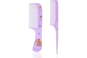 2pcs Cute Hair Combs Set for Girls, Fine-Tooth Baby Comb & Rat Tail Styling Comb Mini Plastic Hairbrush for Toddlers Kids Wom