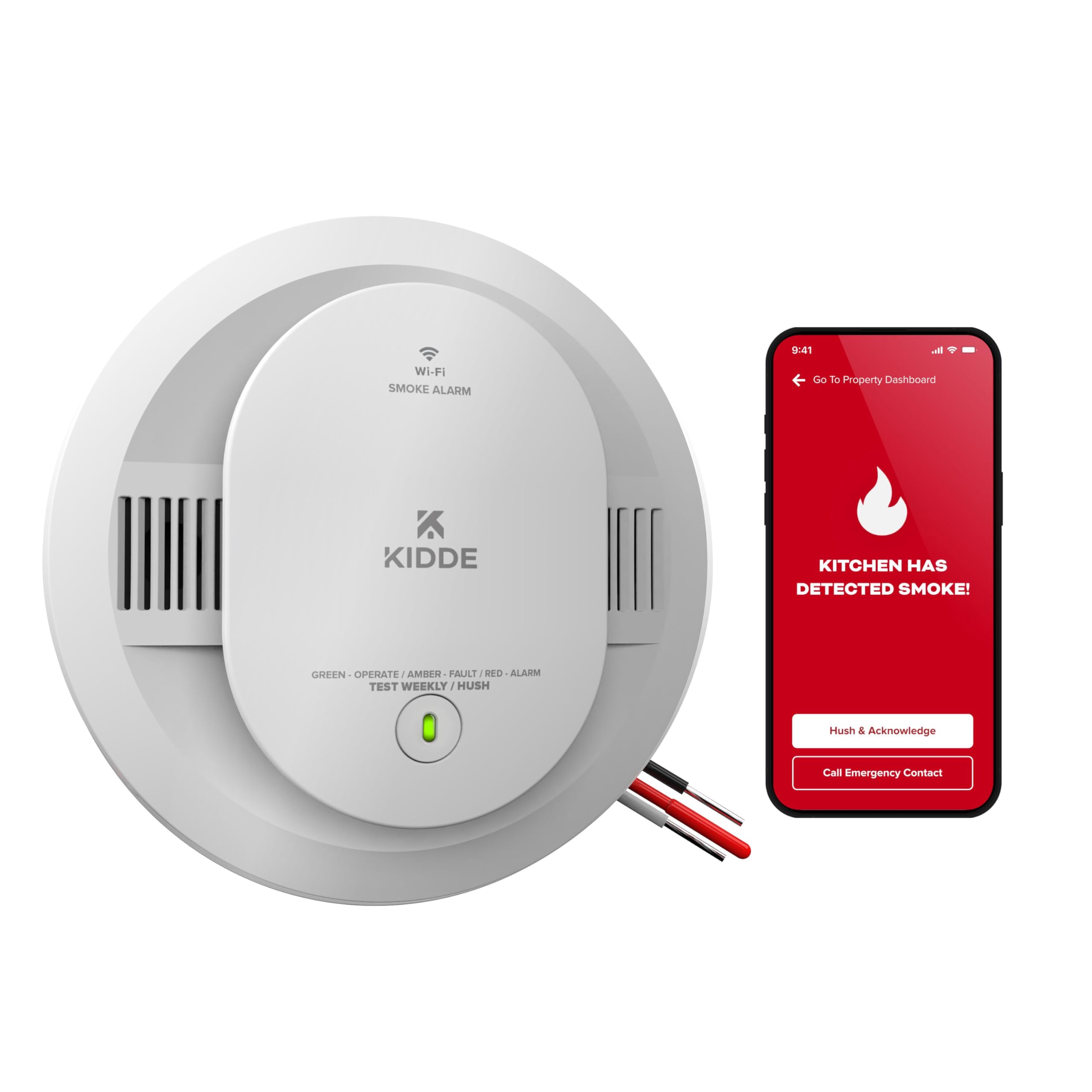 Photo 1 of Kidde Hardwired Kidde App Enabled Smart Smoke Detector with AA Backup Battery, Interconnected Alarm