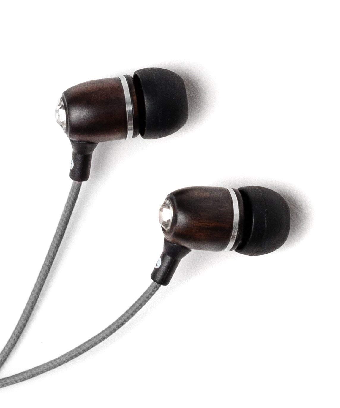 Symphonized Bling Premium Genuine Wood in-Ear Noise-isolating Headphones with Mic and Nylon Cable (Gray)