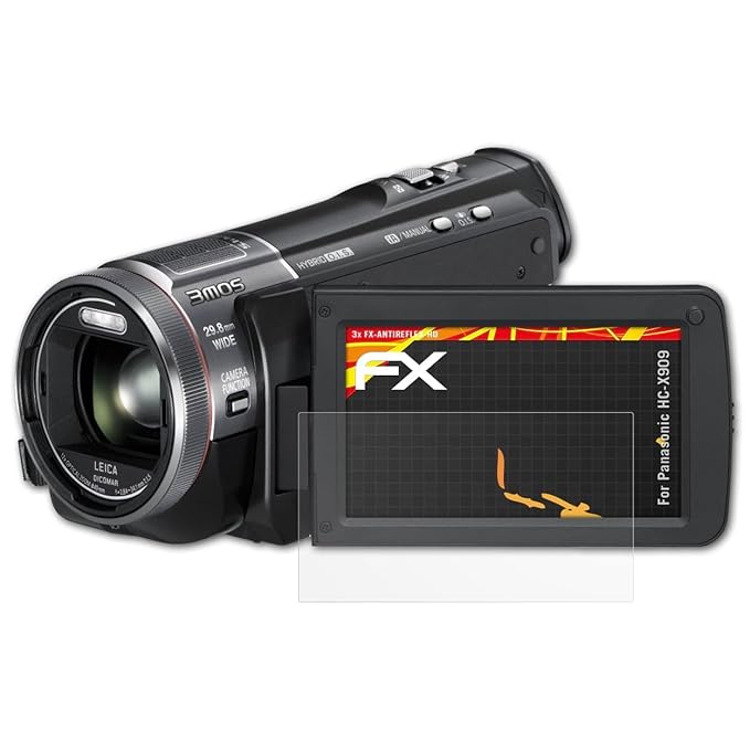 atFoliX Schutzfolie kompatibel mit Panasonic HC-X909 Displayschutzfolie, HD-Entspiegelung FX Folie (3X)