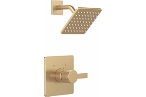 KOMEGO Replacement for Delta 13/14 Series Shower Trim Kit, Compatible with Delta R10000 Valve Shower Faucet Set, Brushed Gold Shower Head and Handle Set, Champagne Bronze (Cartridge and Valve Not Included)