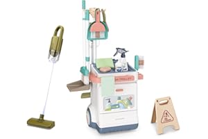 POFJOEQ Interactive Learning Kids Cleaning Set for Toddlers - Complete 20-Piece Pretend Play Set with Real Working Vacuum Cleaner, Colorful Broom, Spray Bottle and More