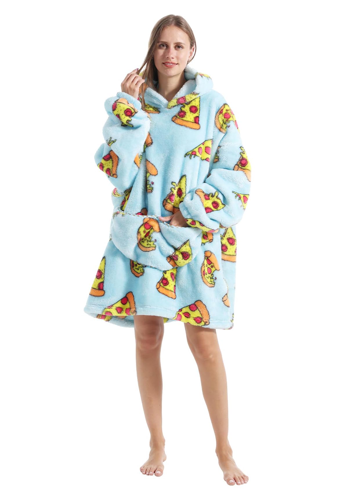 Oversized Blanket Hoodie for Women and Men - Sherpa Fleece Thick Warm Hoodie with Giant Pocket Super Cozy Wearable Blanket Hoodie for Teens