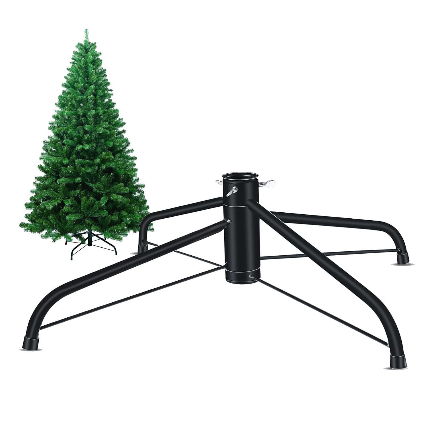 ASOENTIWOX Small Christmas Tree Stand (17.5in/45cm) Metal Base with Replaceable Legs, Inner Diameter 2.2cm, Fits 3-6 Foot Trees (Green)