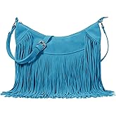 Sunwel Fashion Women Fringe Hobo Bag Western Purse Shoulder Bag Vegan Suede Tassel Hippie Crossbody Bag