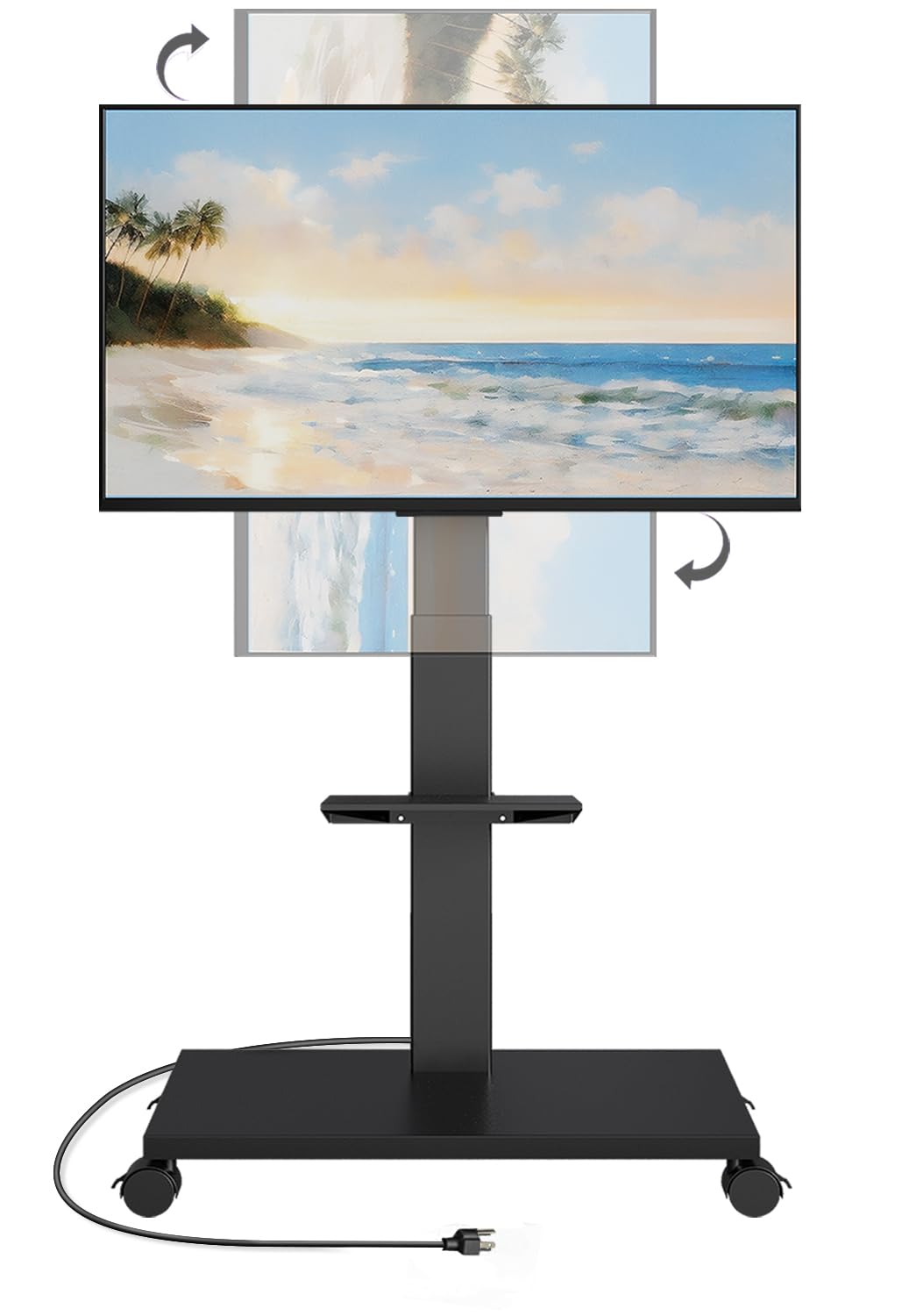 Photo 1 of *MISSING ITEMS UNKNOWN*
Neothm Mobile TV Stand with Power Outlet, Tilting & Swivel Rolling TV Cart for 32-75 Inch TVs, Height Adjustable Portable TV Stand with Shelf, Portrait/Landscape, 88 lbs Capacity, Max VESA 600x400mm