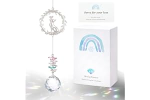 AMETHUARTZ Cat Memorial Suncatcher - Lost of Cat Bereavement Gift Idea, Pet Loss Sympathy Gifts, Thoughtful Cats Remembrance Sun Catcher, Passing Away Remembrance Memory Gift