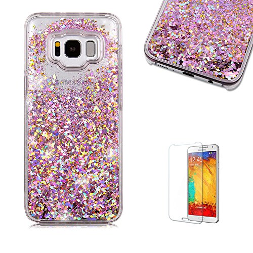 For Samsung Galaxy S8 Plus Glitter Case,Funyye New Creative Floating Water Liquid Small Love Hearts Design With Ring Holder Protective Case for Samsung Galaxy S8 Plus-Rose Gold