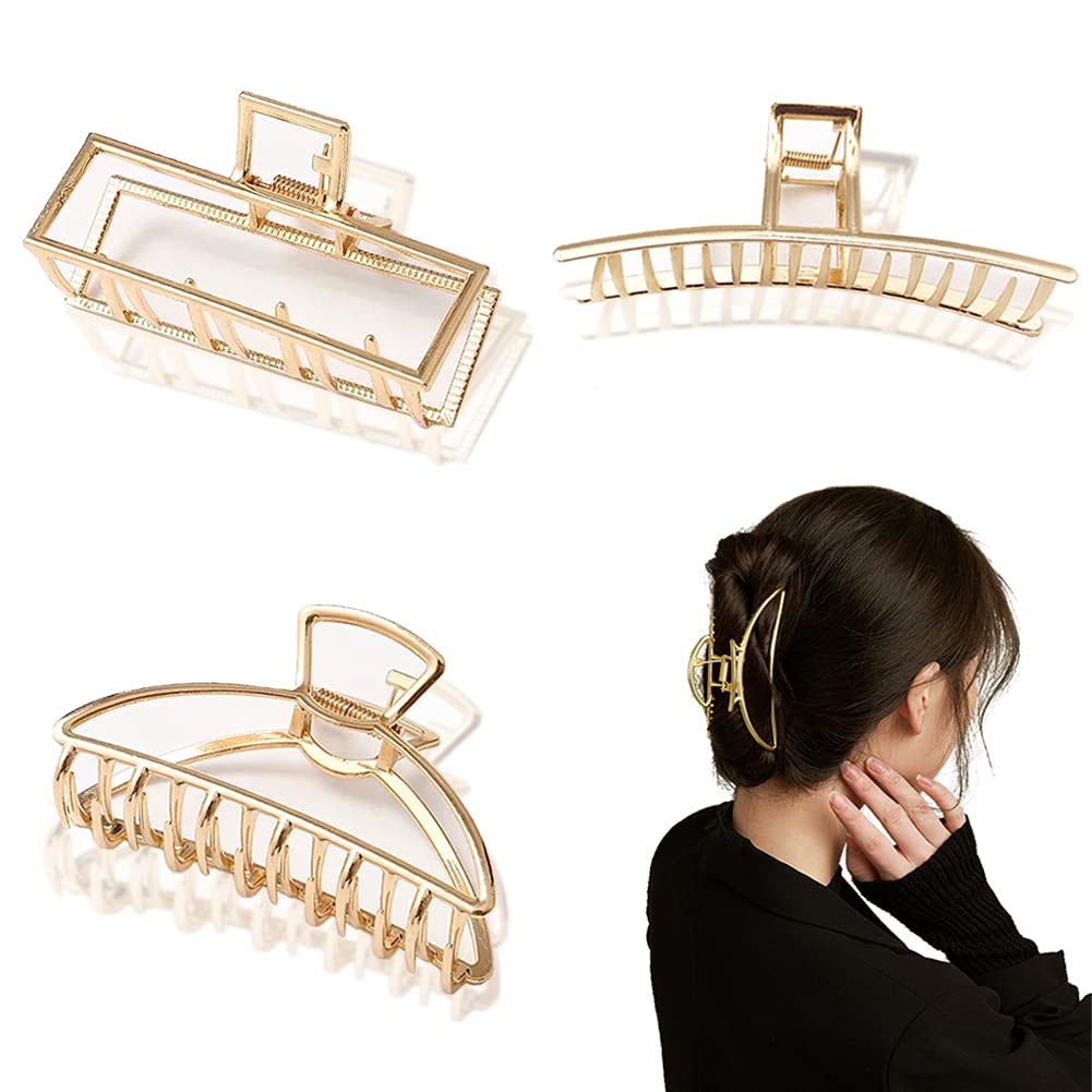 3pcs Metal Hair Claw Clips, Fashion Hairpin Hair Clips for Thick Hair, Cute Hair Clips (Large)