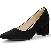 IDIFU Women's Pumps Closed Toe Low Chunky Block Heels Dress Shoes for Women Office Work Business Wedding Prom Shoes Trendy Comfortable Pointed Toe Short Thick Heels Pumps