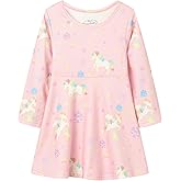 Mud Kingdom Girls Cartoon Dress Crew Neck Long Sleeve Printing Soft Spring Fall Casual Fall Winter