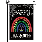 LAGZDFC Happy Halloween Welcome Garden Flag, Double Sided Farmhouse Lawn Outdoor Decor Yard Flags, Inclusive Equality Diversity Rainbow Pumpkin Flag, LGBTQ Banner Gifts, Pride Porch D閏or Flags