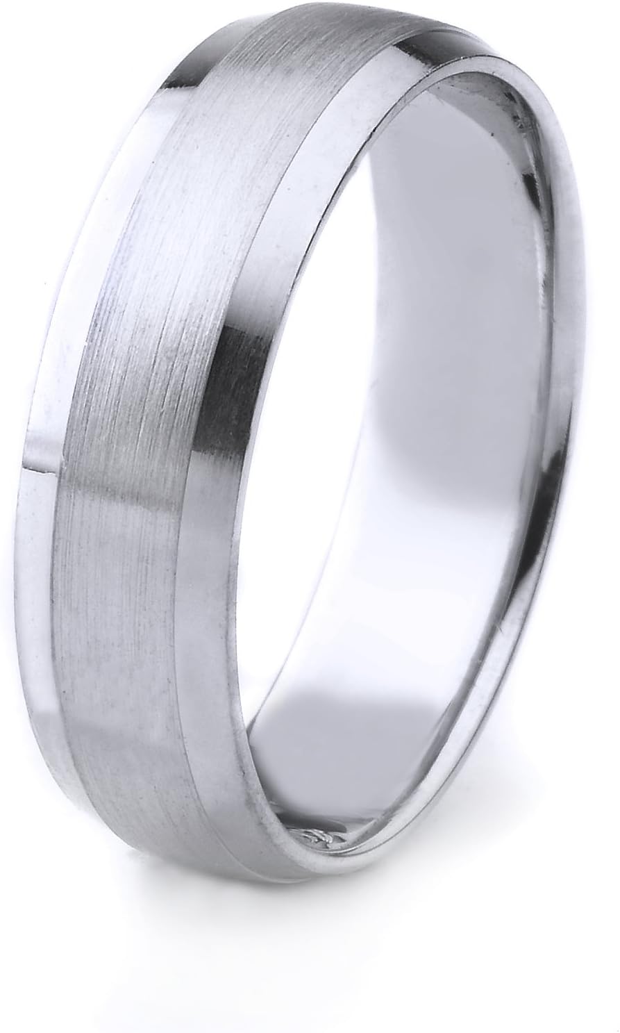 AFFINE Jewelry 14k Gold Mens Comfort-Fit Wedding Band with Satin Finish and Polished Beveled Edges (6mm)