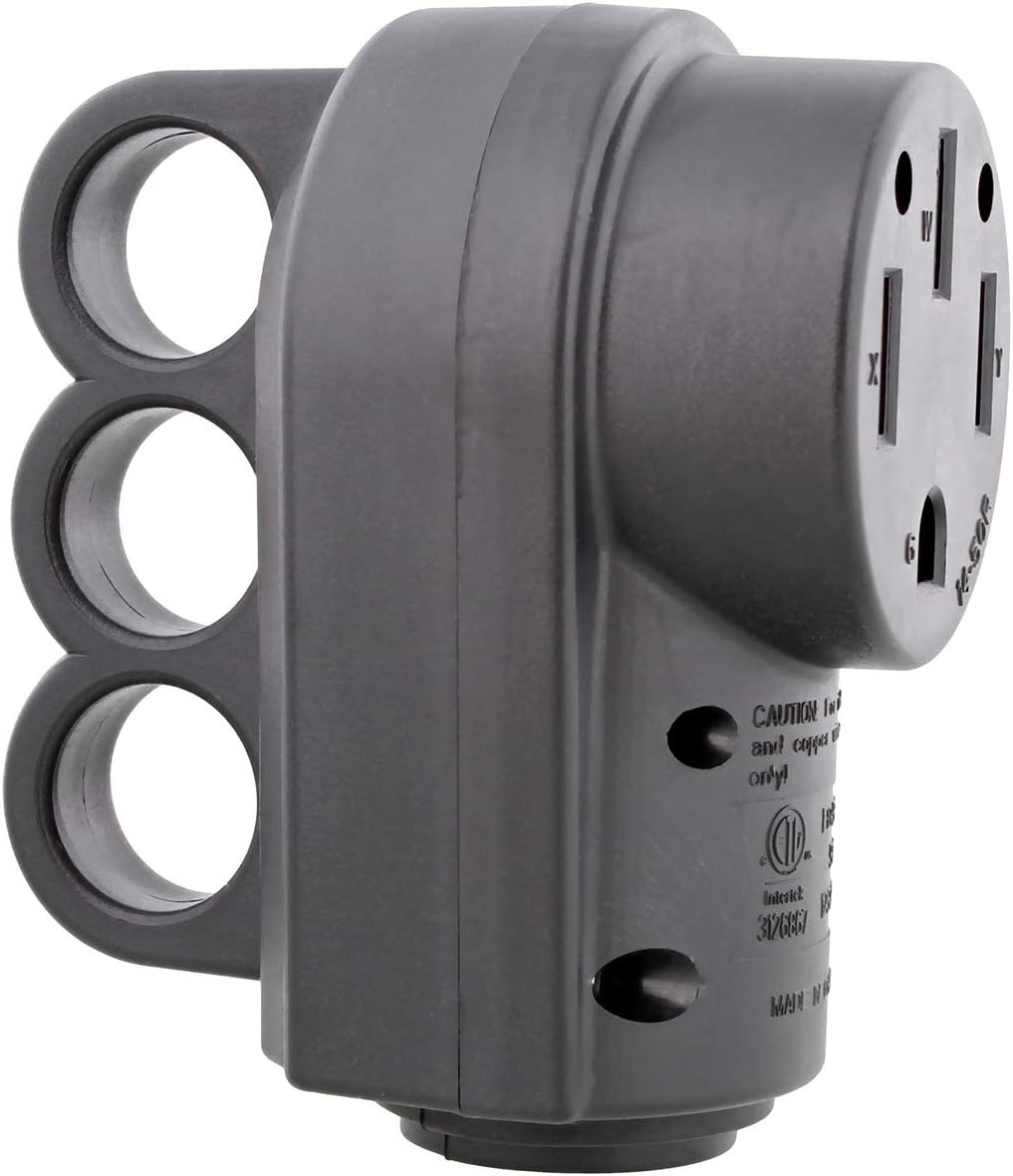 Dumble 50 Amp RV Plug Replacement – RV Electrical Adaptors RV Plug Adapter RV Power Cord – 50A 125/250V 4-Prong Female