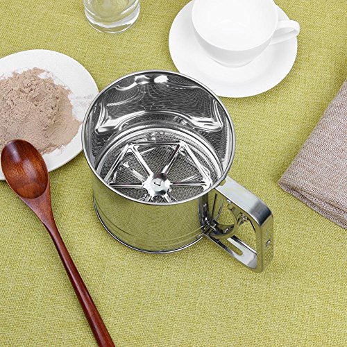 VKTECH Stainless Steel Flour Sifter Mesh Sieve Cup Baking Icing Sugar Sifter Bake Tool (Large)