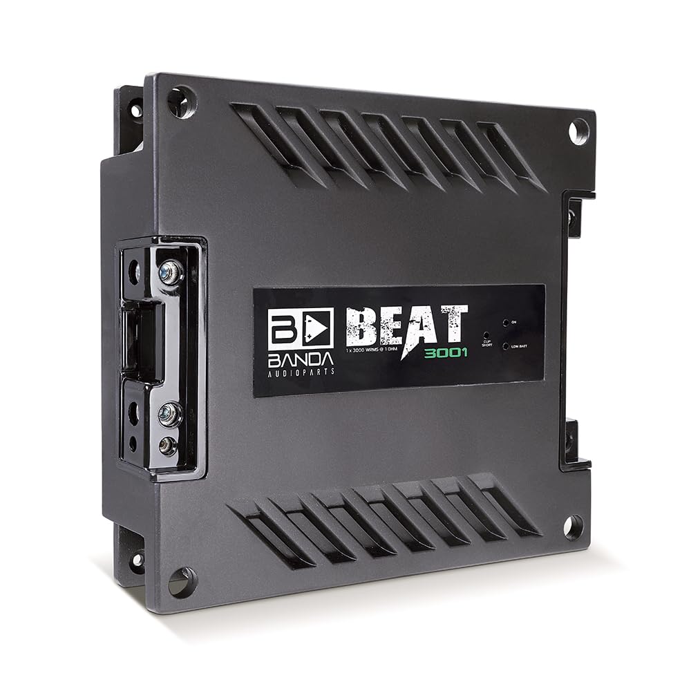 Photo 1 of 1-Channel Vehicle Audio Amplifier - 3000 Watts High-Powered Mono Bass Amplifier w/Subsonic Filter and Low Pass Filter Stable at 1 ohm, LED Indicators, Sound Specialization - Banda BEAT3001