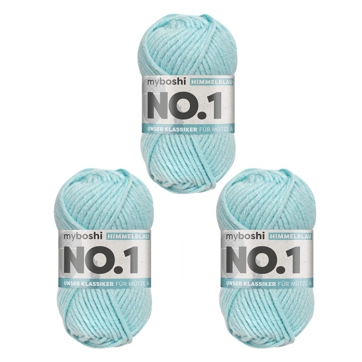 myboshi crochet and knitting yarn | Model: No.1 with merino wool | thick yarn | 3-pack ball of yarn | 151 sky blue