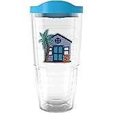 Tervis Made in USA Double Walled Beach House Retreat Collection Insulated Tumbler Cup Keeps Drinks Cold & Hot, 24oz, Curacao House