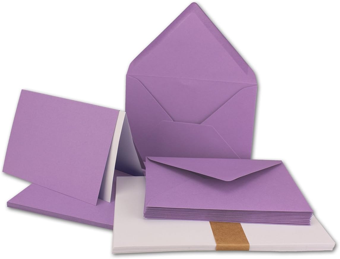 "FarbenFroh by GUSTAV NEUSER" 25x folding card set DIN A6/C6 with envelopes in purple including insert 14.8 x 10.5 cm Premium quality FarbenFroh