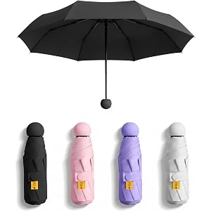Mini 5-Fold Compact Umbrella, 6 Ribs UV Protection Sun & Rain Umbrella, Portable Lightweight Travel Parasol, Multi-Color