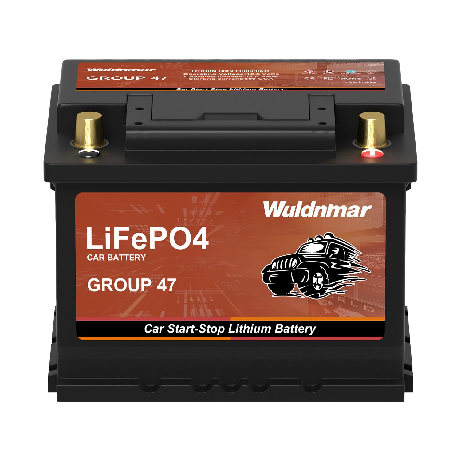 12V BCI Group 47 LiFePO4 Lithium Car Battery 600CCA