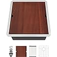 Sarlai 18 Bar Sink Undermount - 18x19 Inch Undermount Workstation Kitchen Sink Bar Prep Sink Single Bowl Kitchen Sinks 16 Gauge Stainless Steel Sink Rv Outdoor Sink with Cutting Board