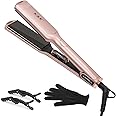 K&K 1 3/4 inch Flat Iron Hair Straightener with Electroplate Titanium Adjustable Temp High Heat 450 Degrees 30s Instant Heats up Tourmaline Ionic with PTC Technology Auto Shut Off（Pink