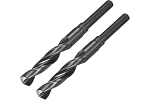 uxcell 2pcs Reduced Shank Drill Bits 14mm Black Nitride Coated High Speed Steel HSS 9341 with 1/2 Inch Straight Shank, Twist 