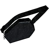 Kreepsville 666 Coffin Hip Pouch! Vegan Leather Fanny Pack! Design With Spooky Embossed Graphics! Black Leather Waist Bag!