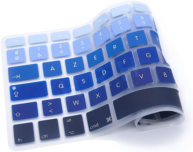 MMDW EU/UK French AZERTY Language Keyboard Cover for Macbook Pro 13 Inch,15 Inch(with or without Retina Display,2015 or Older Version) for Macbook Old Air 13 European/ISO Keyboard Silicone Skin - Image 3