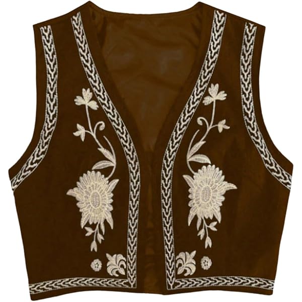 hathne Floral Embroidered Vest for Women Boho Vintage Sleeveless