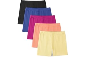 BOOPH 5 Pack Girls Bike Shorts Cotton Cartwheel Shorts for Dance & Under Dresses