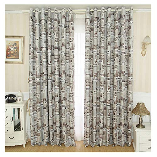 image for Promisen Newspapers Pattern Sheer Curtains,Window Curtain Drape Panel 