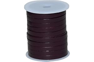 Autentico Leather Flat String Cord for Making Necklace, Bracelets and Jewellery, Genuine Cowhide Leather Strap Braided Cord for Shoe Laces and DIY Crafts (Cherry Brown, 5mm)