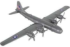 TIM MEE TOY TimMee WW2 B-29 Superfortress Bomber Plane - Silver-Gray Plastic Army Men Aircraft