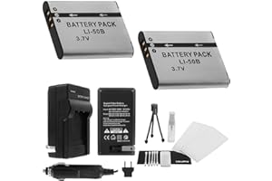 LI-50B Battery 2-Pack Bundle with Rapid Travel Charger and UltraPro Accessory Kit for Select Olympus Cameras Including SZ-14, SZ-15, SZ-16, Tough TG-610, and TG-620
